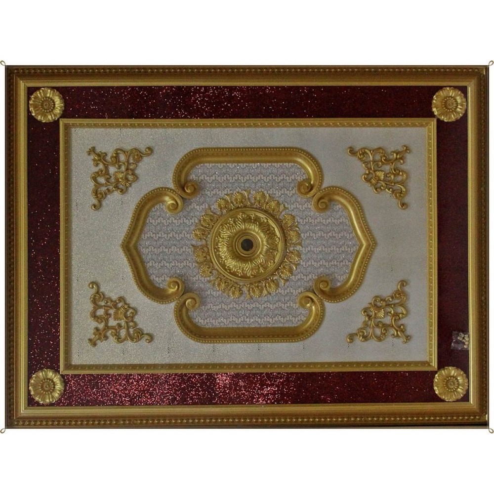 120x160 Cm Dikdortgen Osmanli Saray Tavan S-504 Avize Gobegi Altin Varak Kaplamali 3D